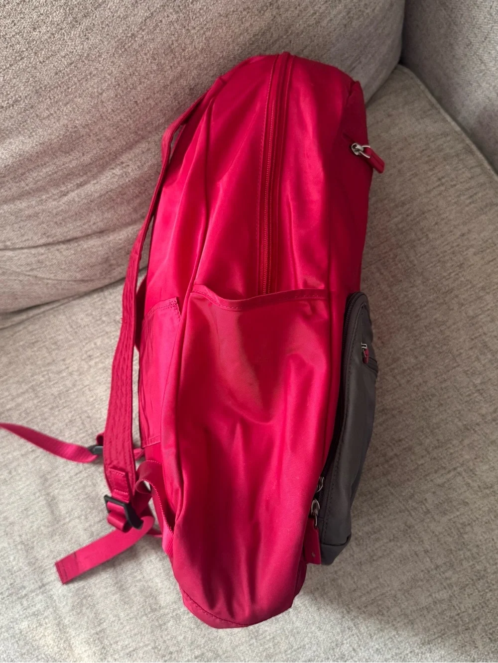 Tumi Nylon Pink/gray Packable Book Bag Backpack Carryon Lightweight Pockets